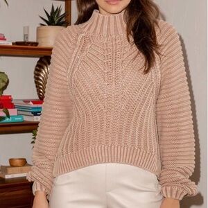 Free People Mock Neck Knit Pullover Sweater Size S